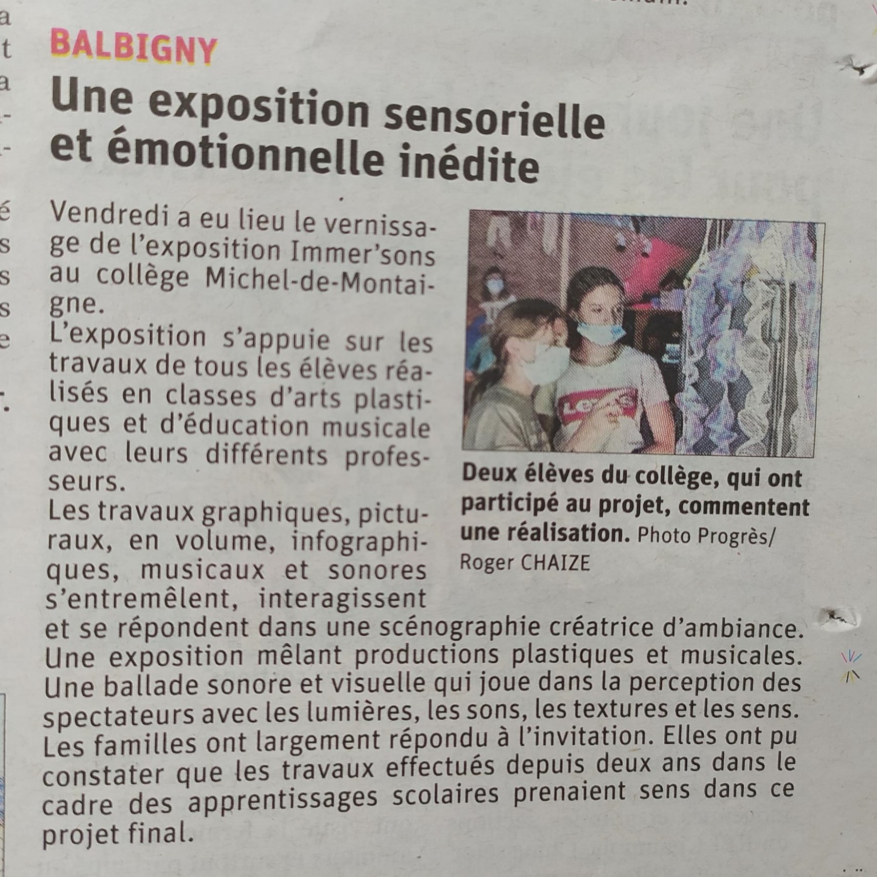 Immer'sons - Article Progrès 01/07/21