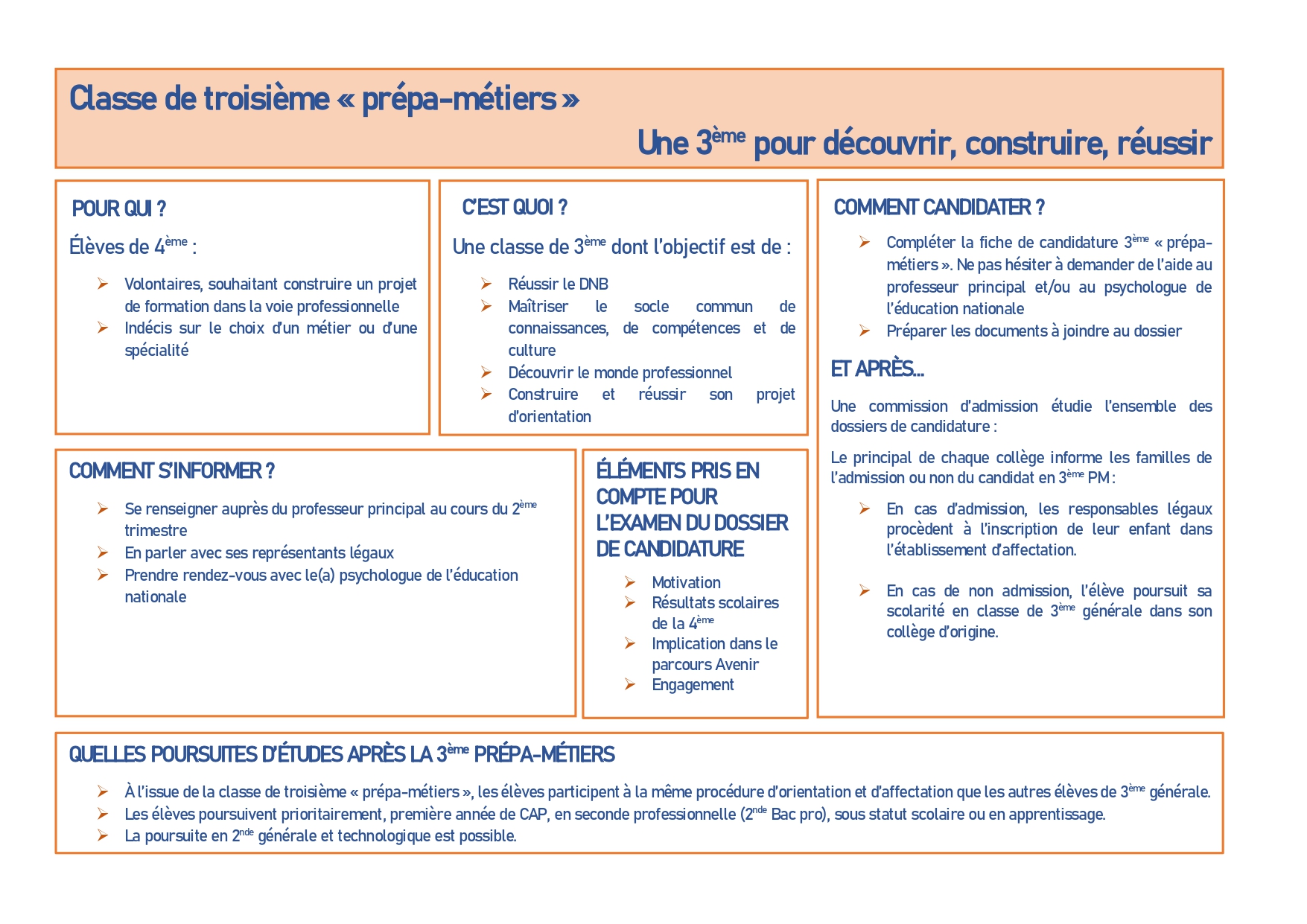 Flyer informatif prépa métiers
