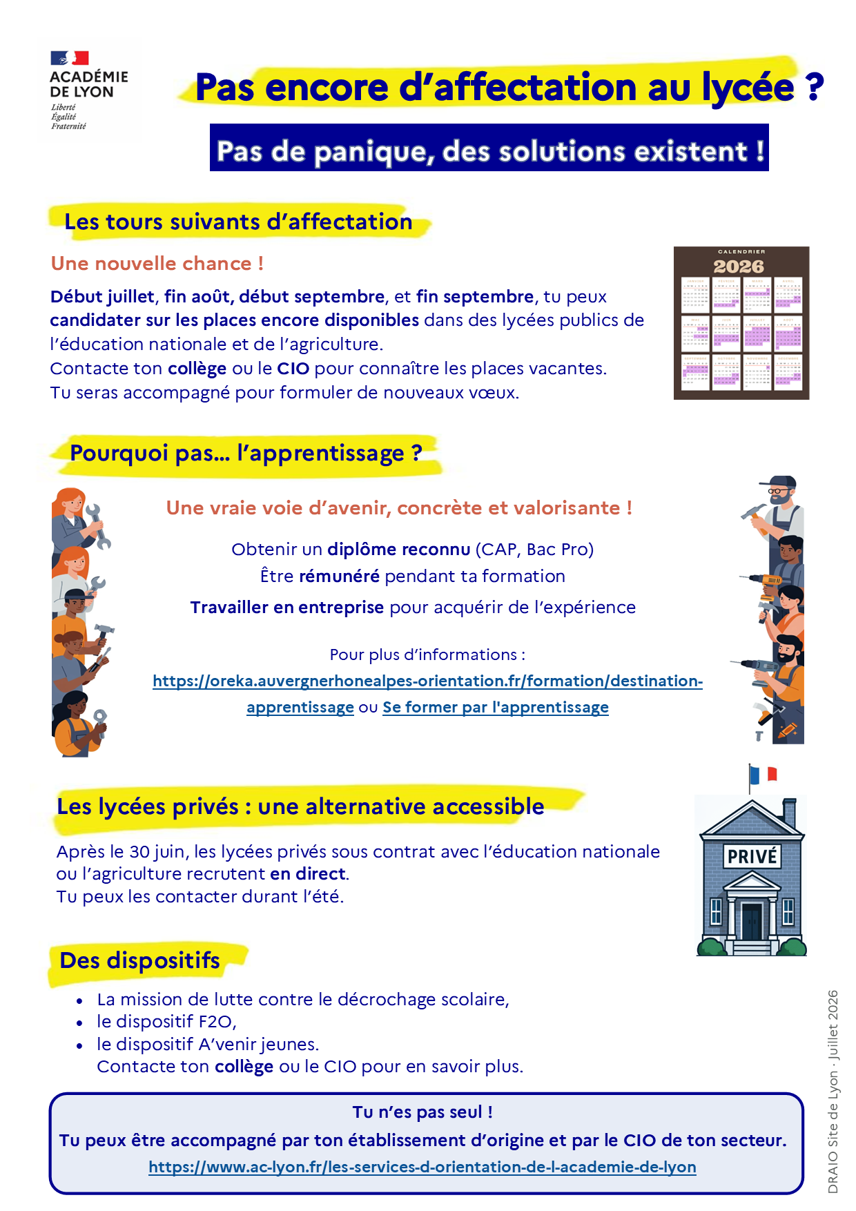 Pas encore d'affectation ? Des solutions existent !